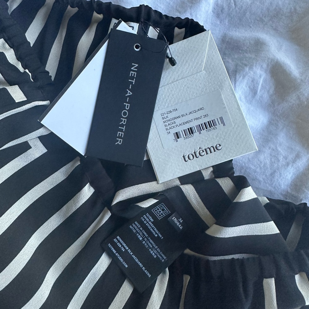 Toteme Striped Silk Crêpe de Chine Wide Leg Pants & Coordinating Top NWT - Picture 11 of 11